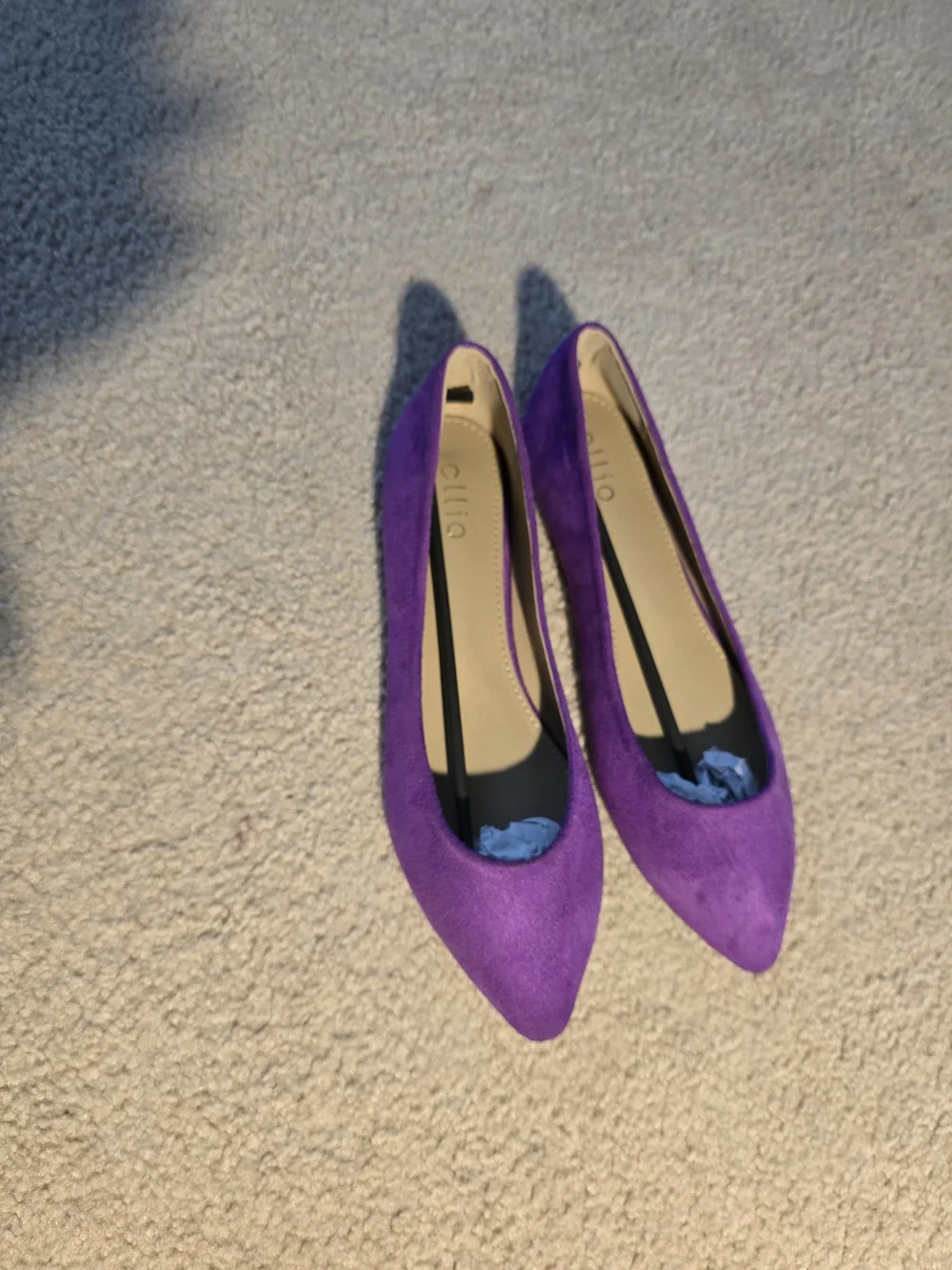 Ollio Women's Pointed Toe Flats in Purple Suede